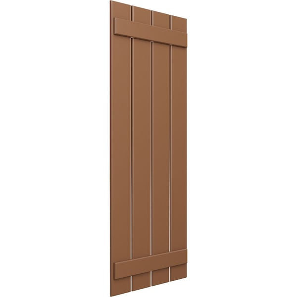 True Fit PVC, Four Board Spaced Board-n-Batten Shutters, Burnt Toffee , 23W X 28H